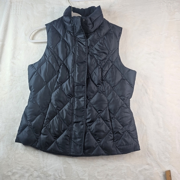 Eddie Bauer Goose Down Puffer Vest Women’s Large Premium Vintage Black Cozy - Picture 1 of 11